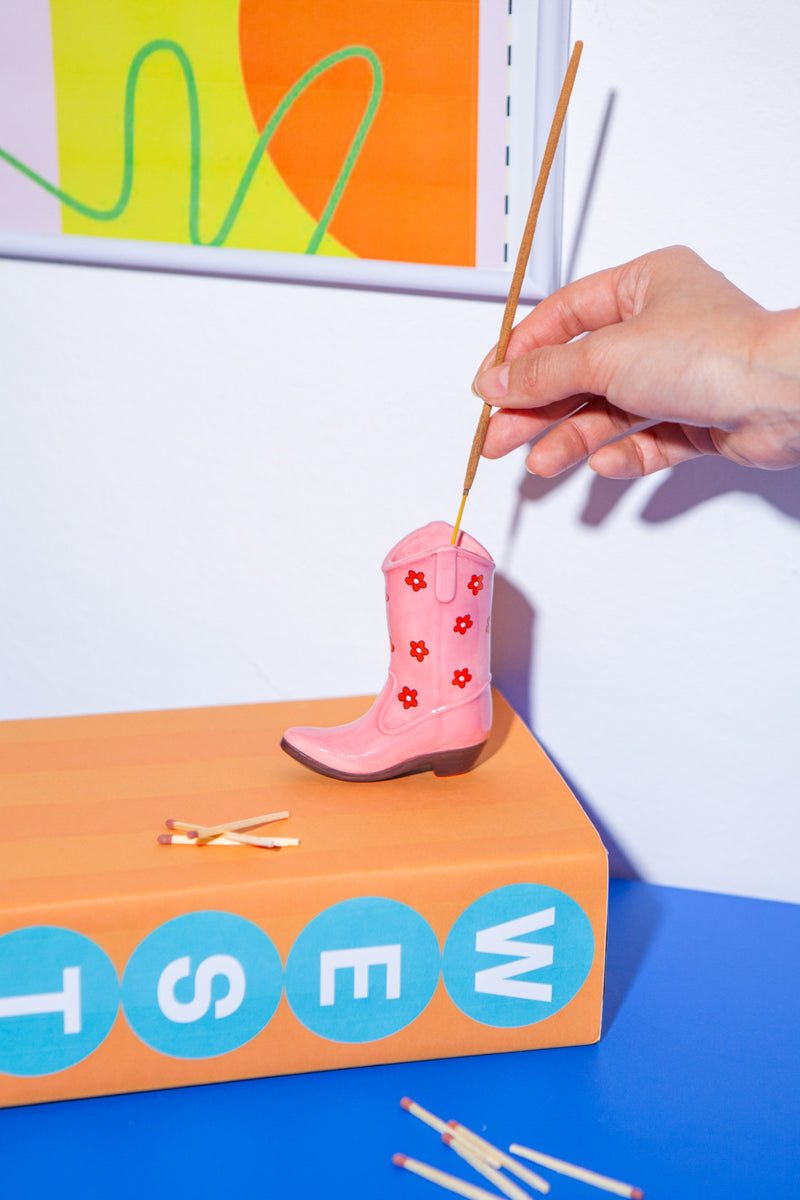 Incense Holder – Pink Cowboy Boot — mynd 3