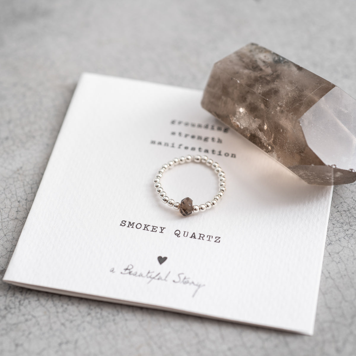 Sp. Smokey Quartz S. Ring S/M — mynd 3