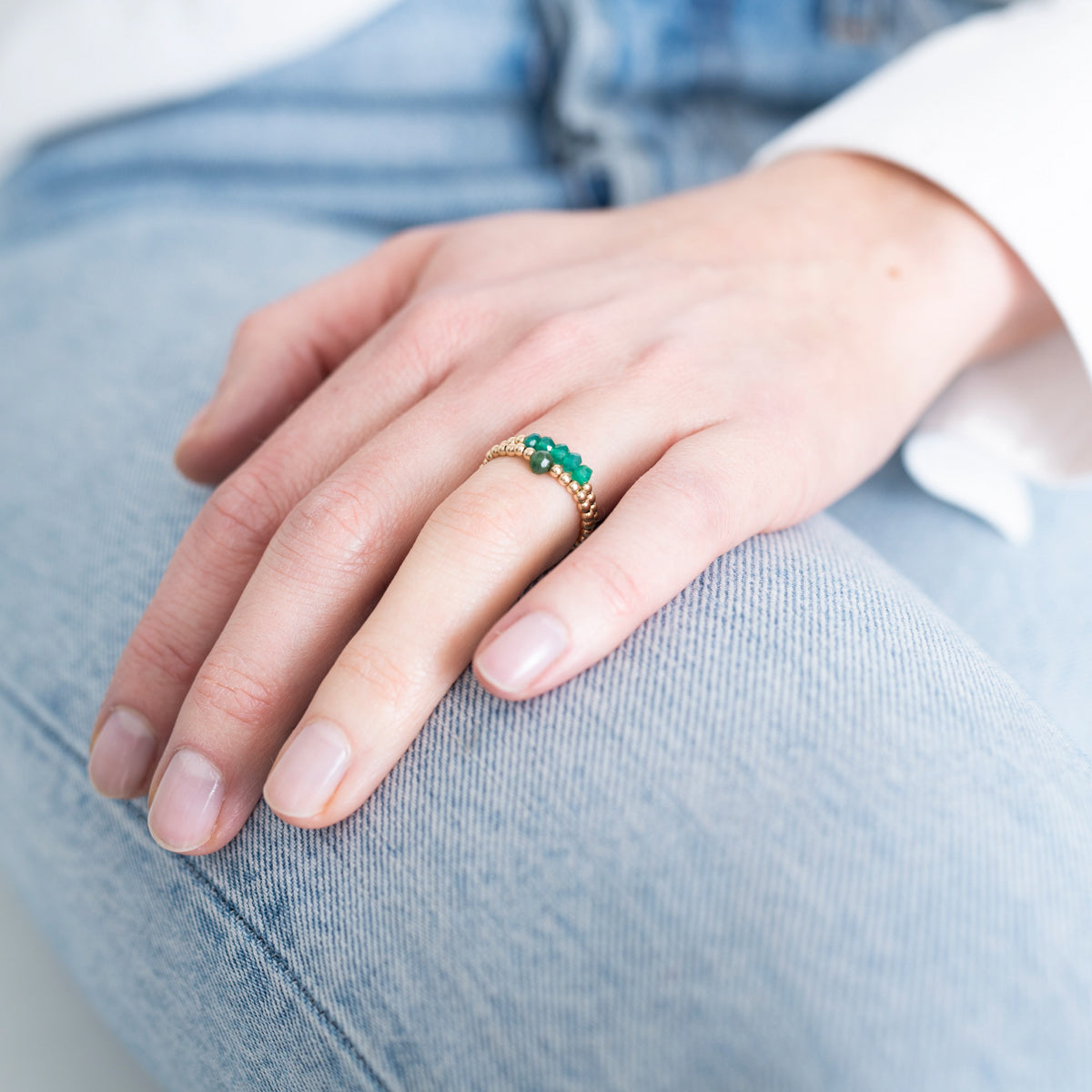 Sp. Aventurine Gold Ring S/M — mynd 3