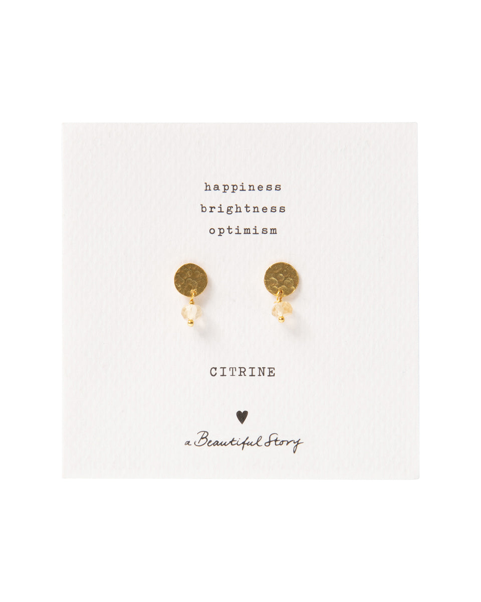 Mini Coin Citrine Gold-Plated Earrings