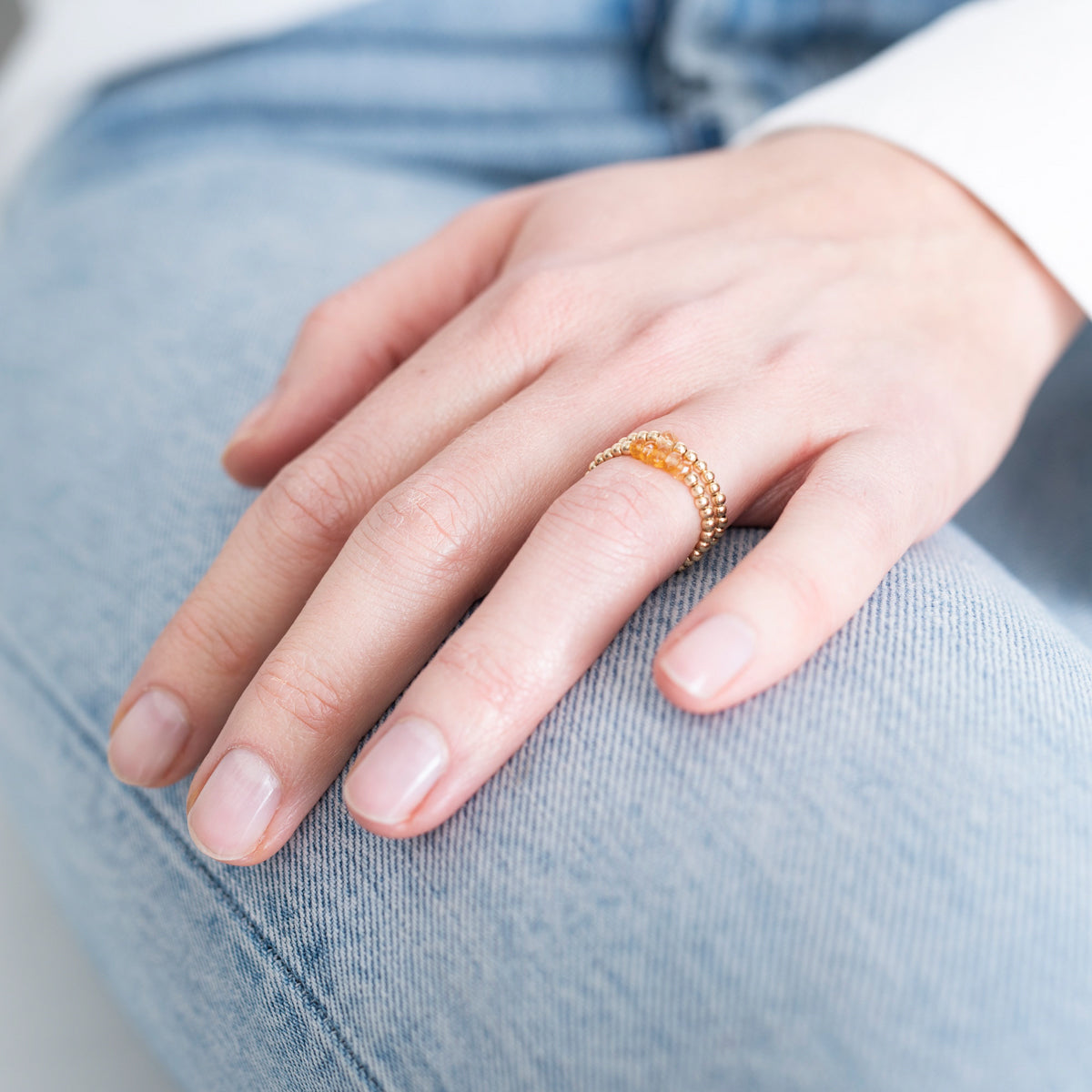 Sparkle Citrine Gold Ring – S/M — mynd 3
