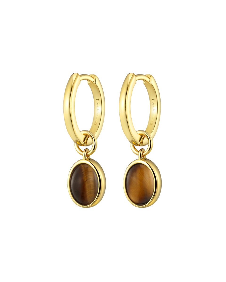 Charm Huggies with Tiger Eye