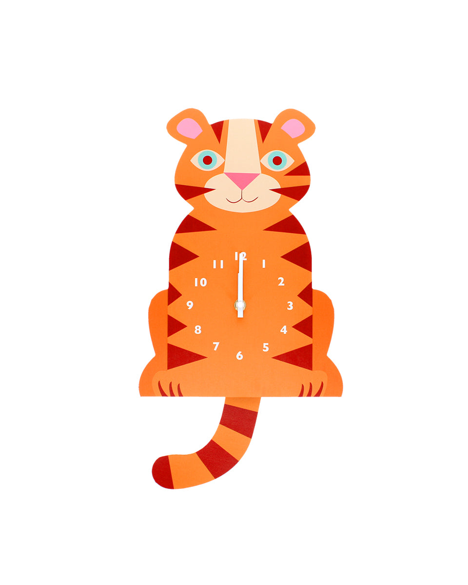 Wooden wall clock with pendulum - Tiger