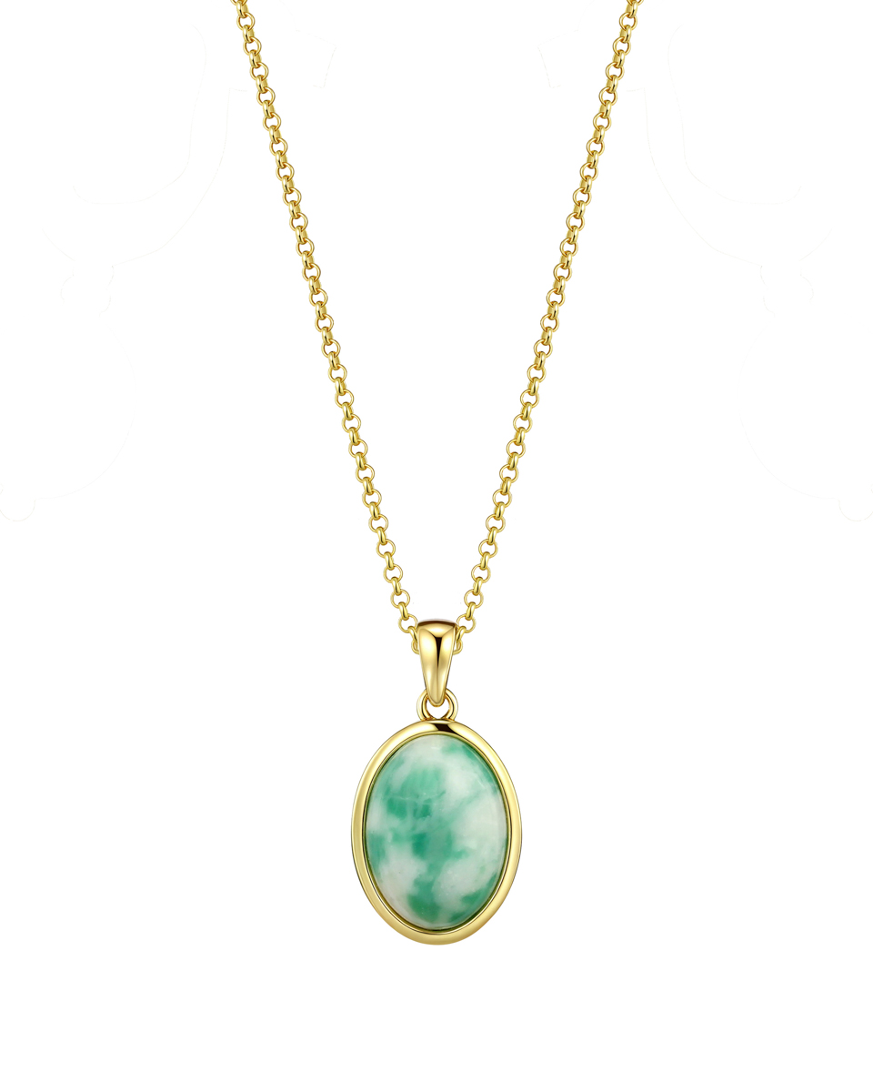 Oval Stone necklace – Emerald, Gold