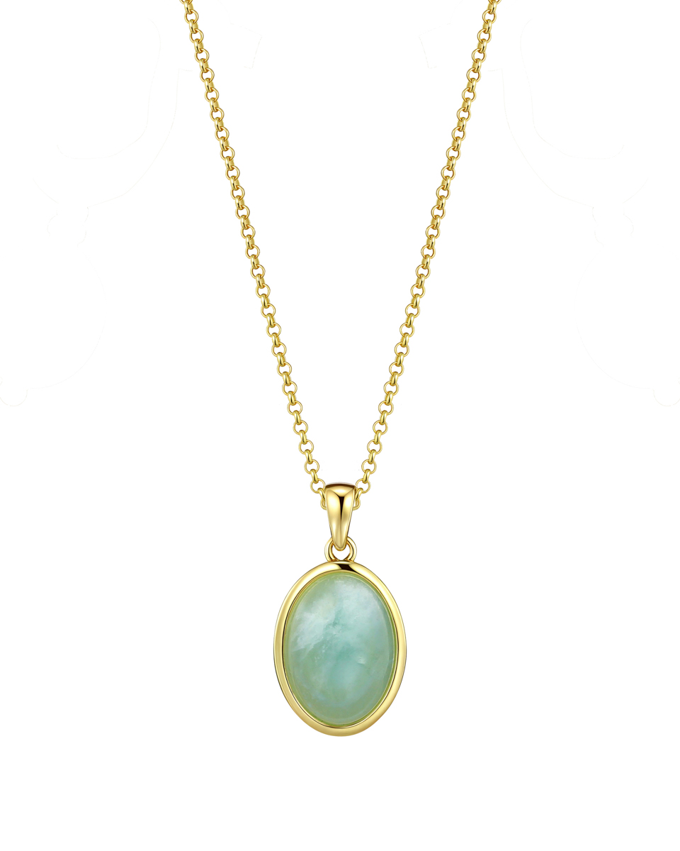 Oval Stone necklace – Aquamarine, Gold
