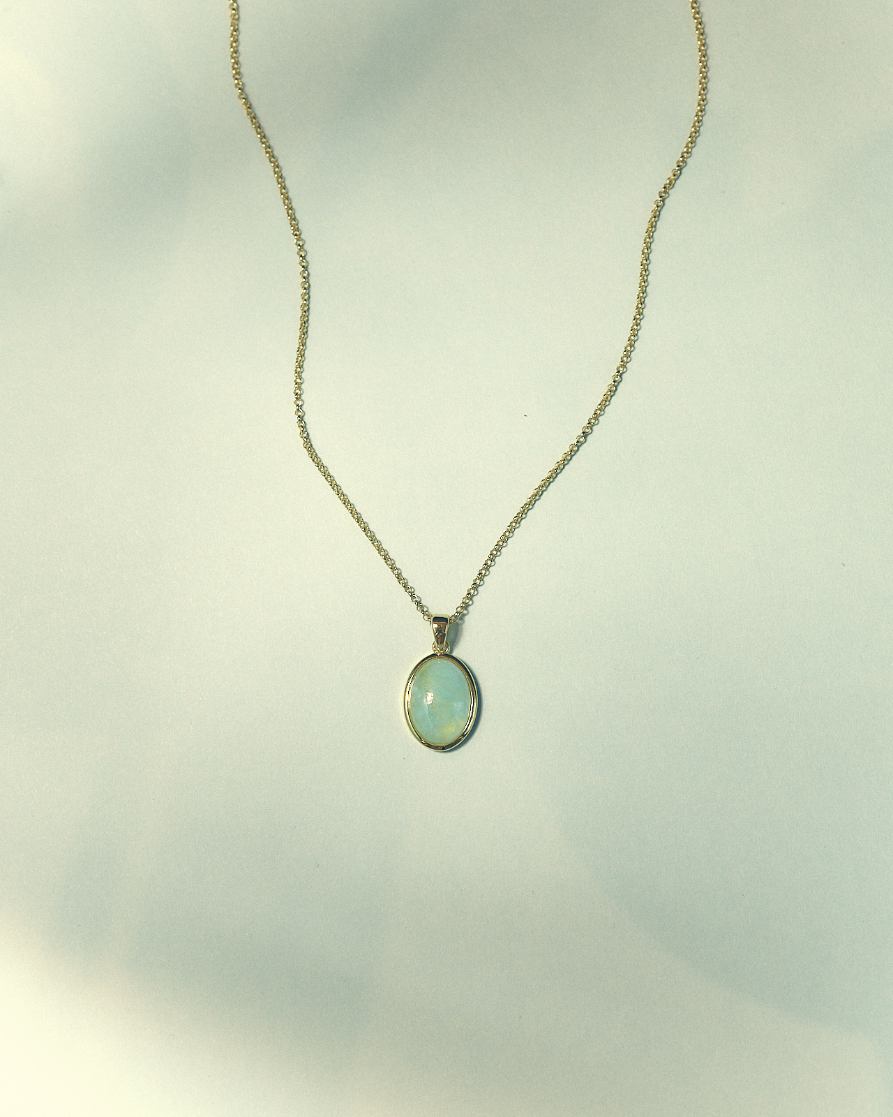 Oval Stone necklace – Aquamarine, Gold