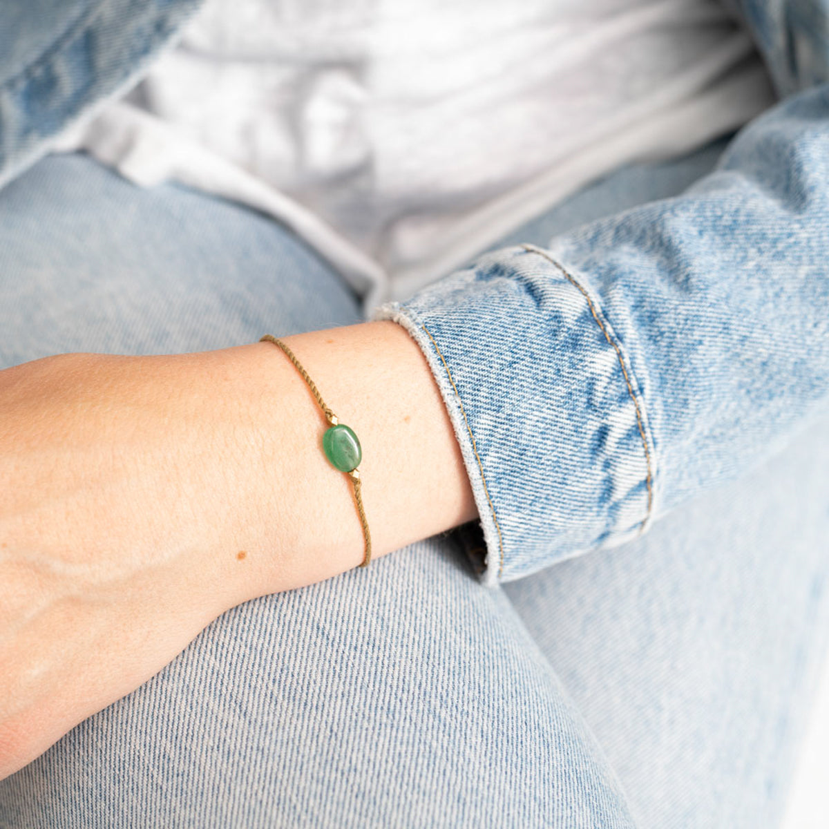 Gemstone Card Aventurine Gold Bracelet — mynd 3