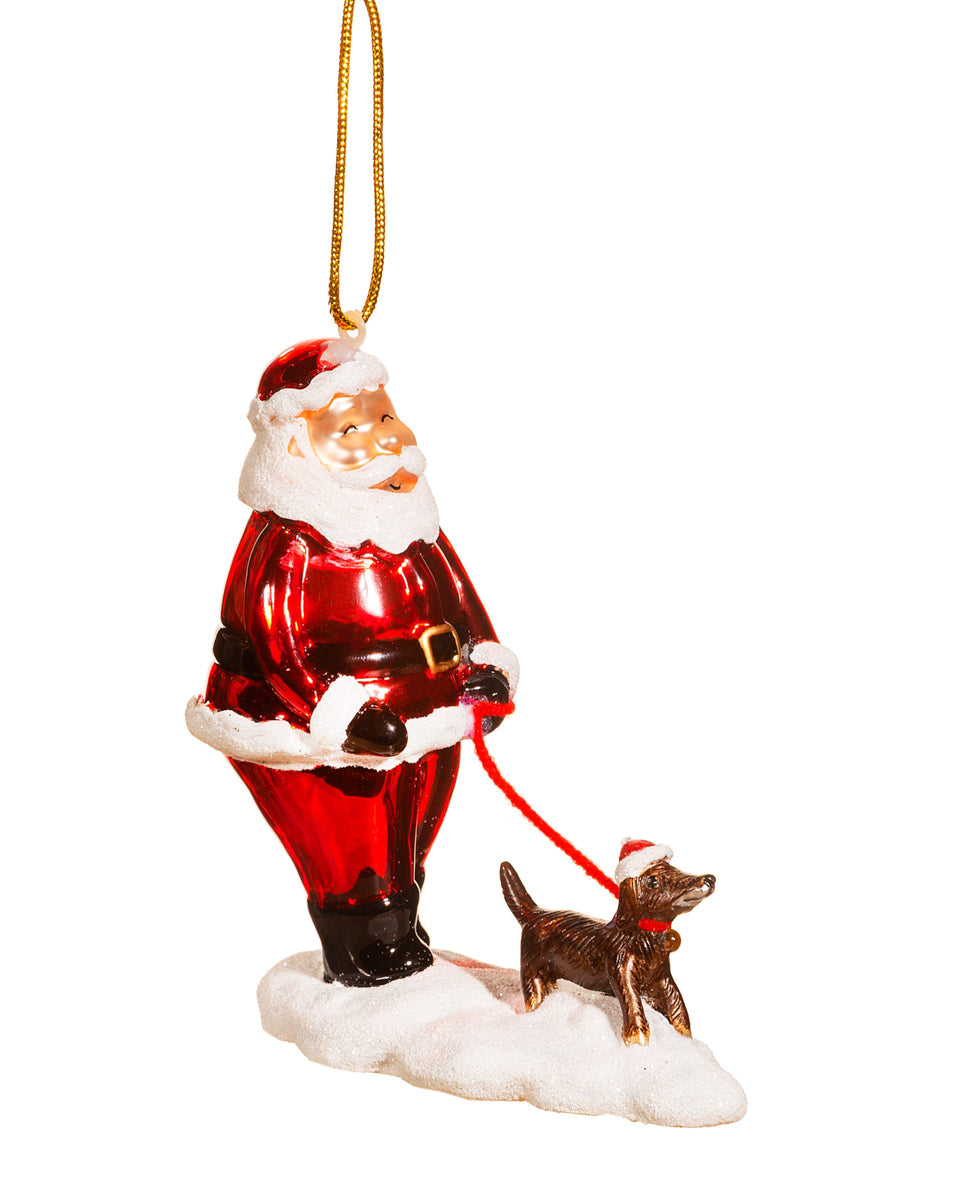 Santa Walking a Dog Bauble
