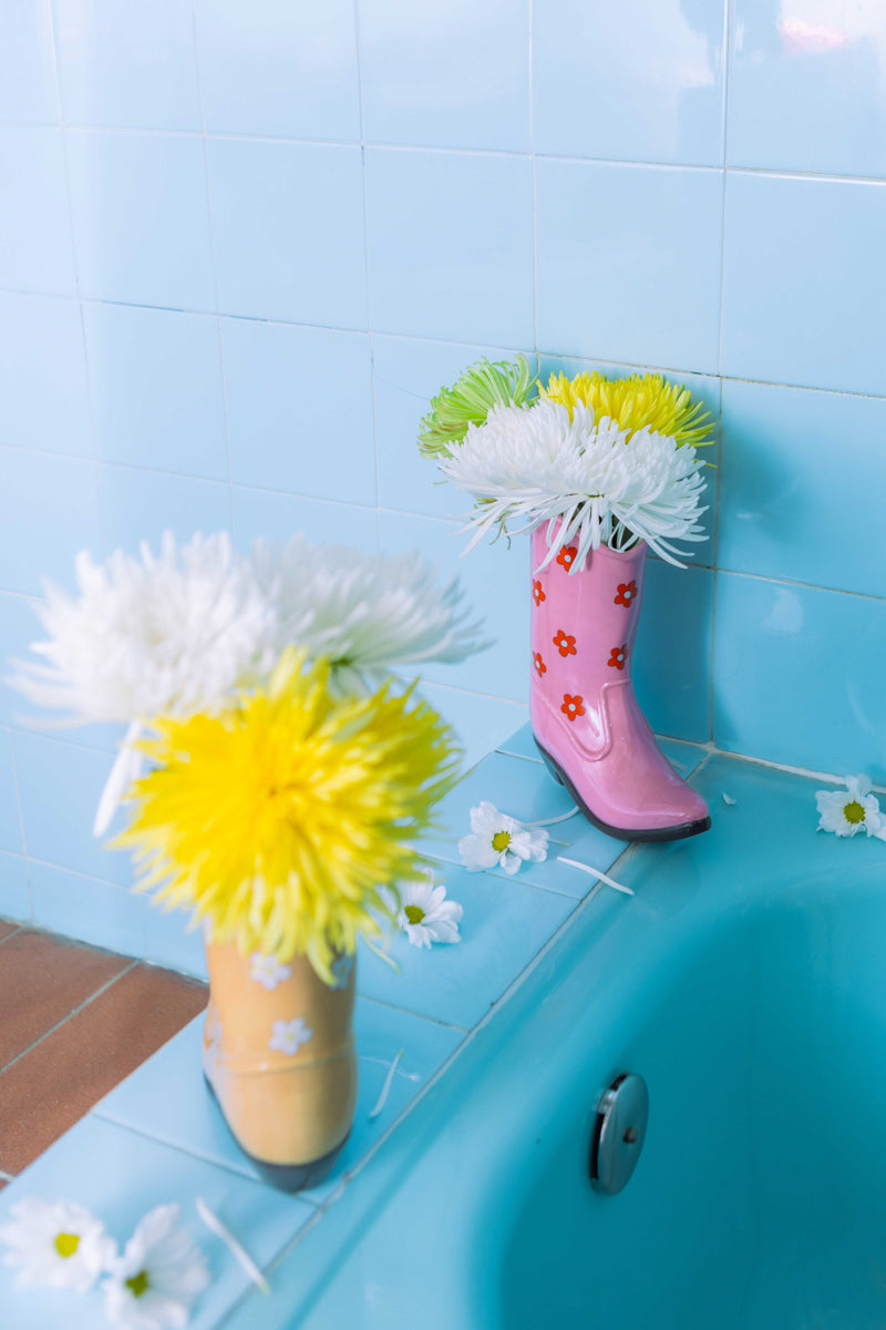 Rodeo Cowboy Boot Vase – Pink — mynd 4