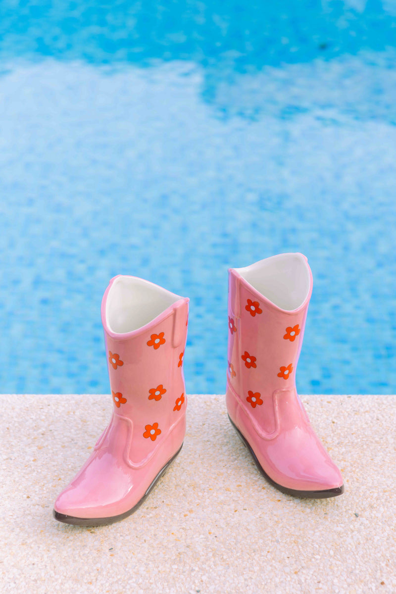 Rodeo Cowboy Boot Vase – Pink — mynd 3