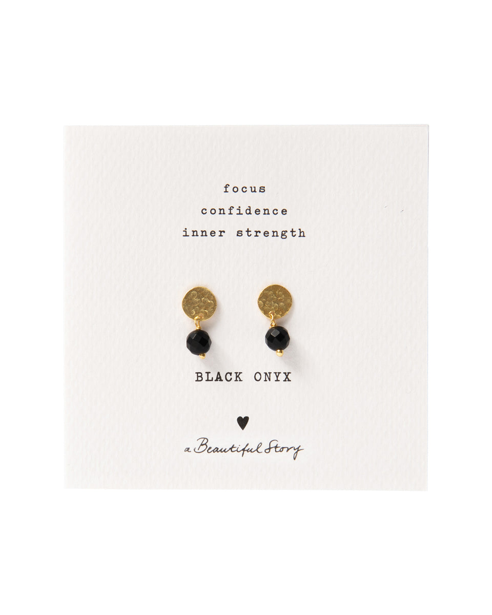Mini Coin Black Onyx Gold-Plated Earrings