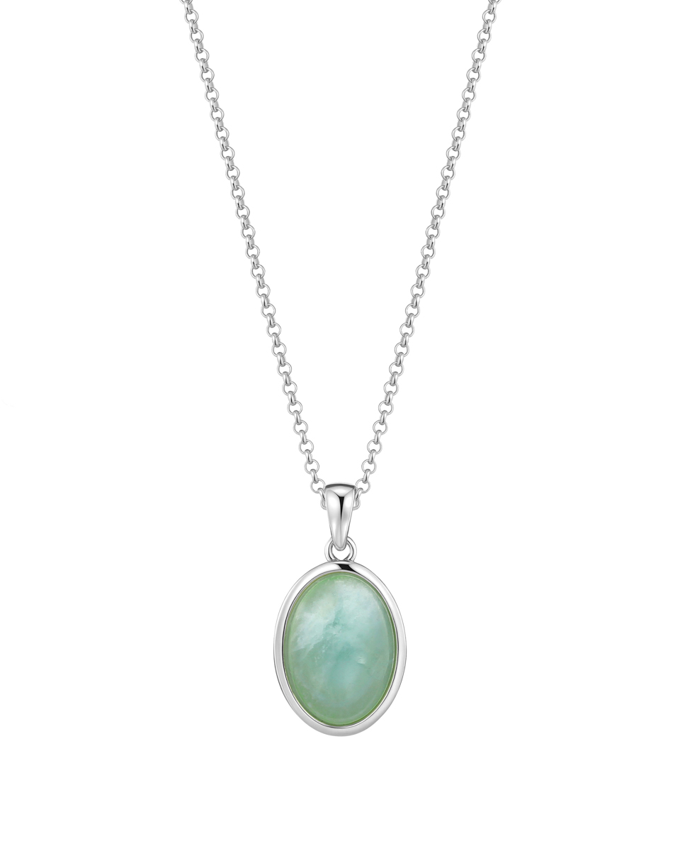 Oval Stone necklace – Aquamarine, Silver