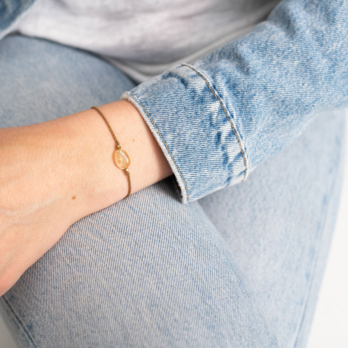 Gemstone Card Citrine Gold Bracelet — mynd 3