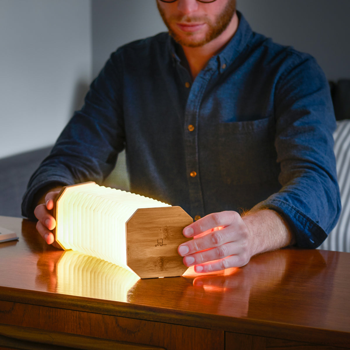 Bamboo Accordion Lamp – Small — mynd 3