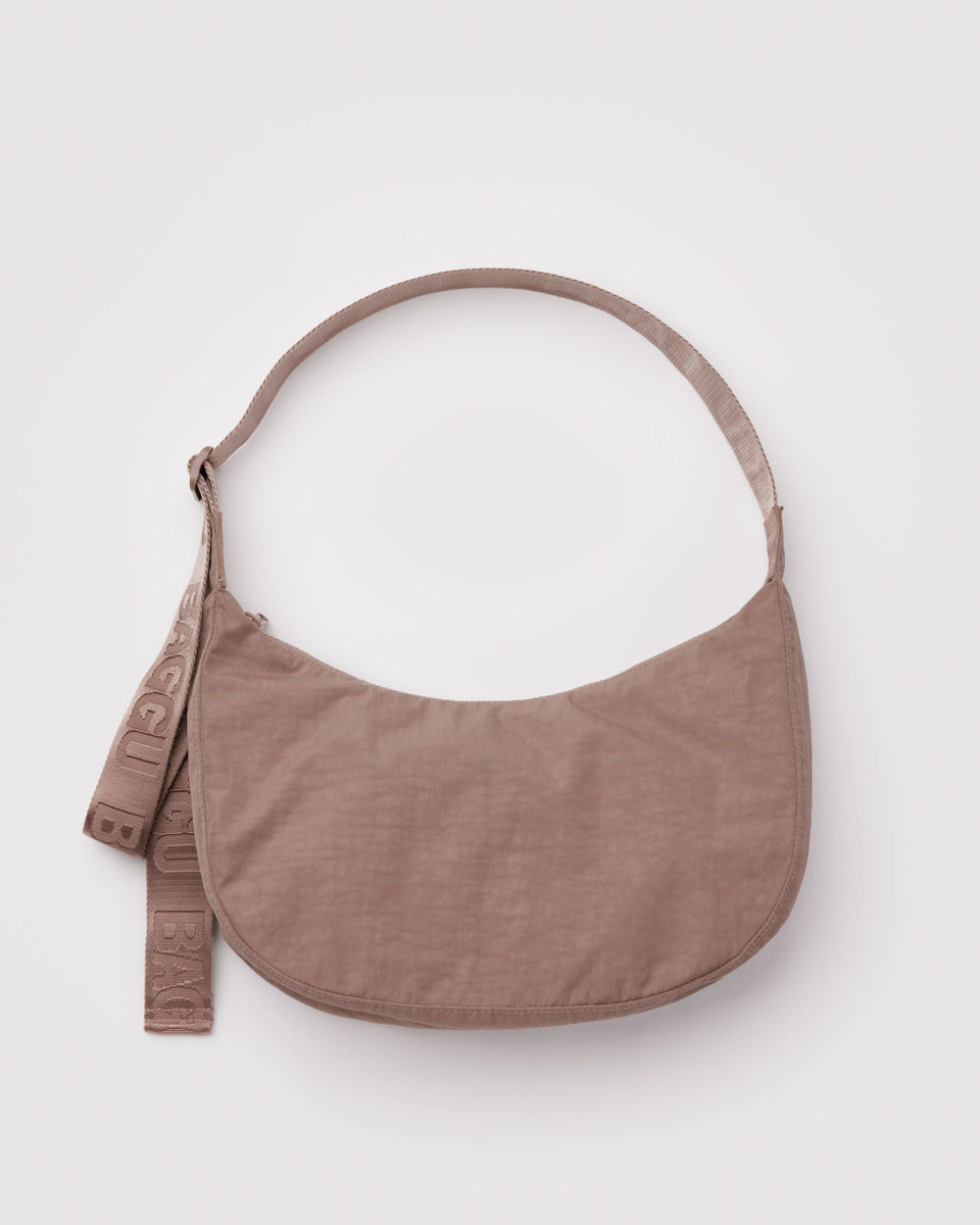 Medium Nylon Crescent Bag – Toasted Almond