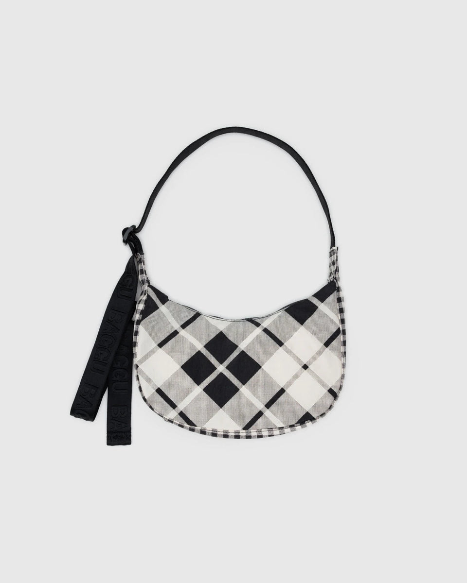 Small Nylon Crescent Bag – Mix Plaid