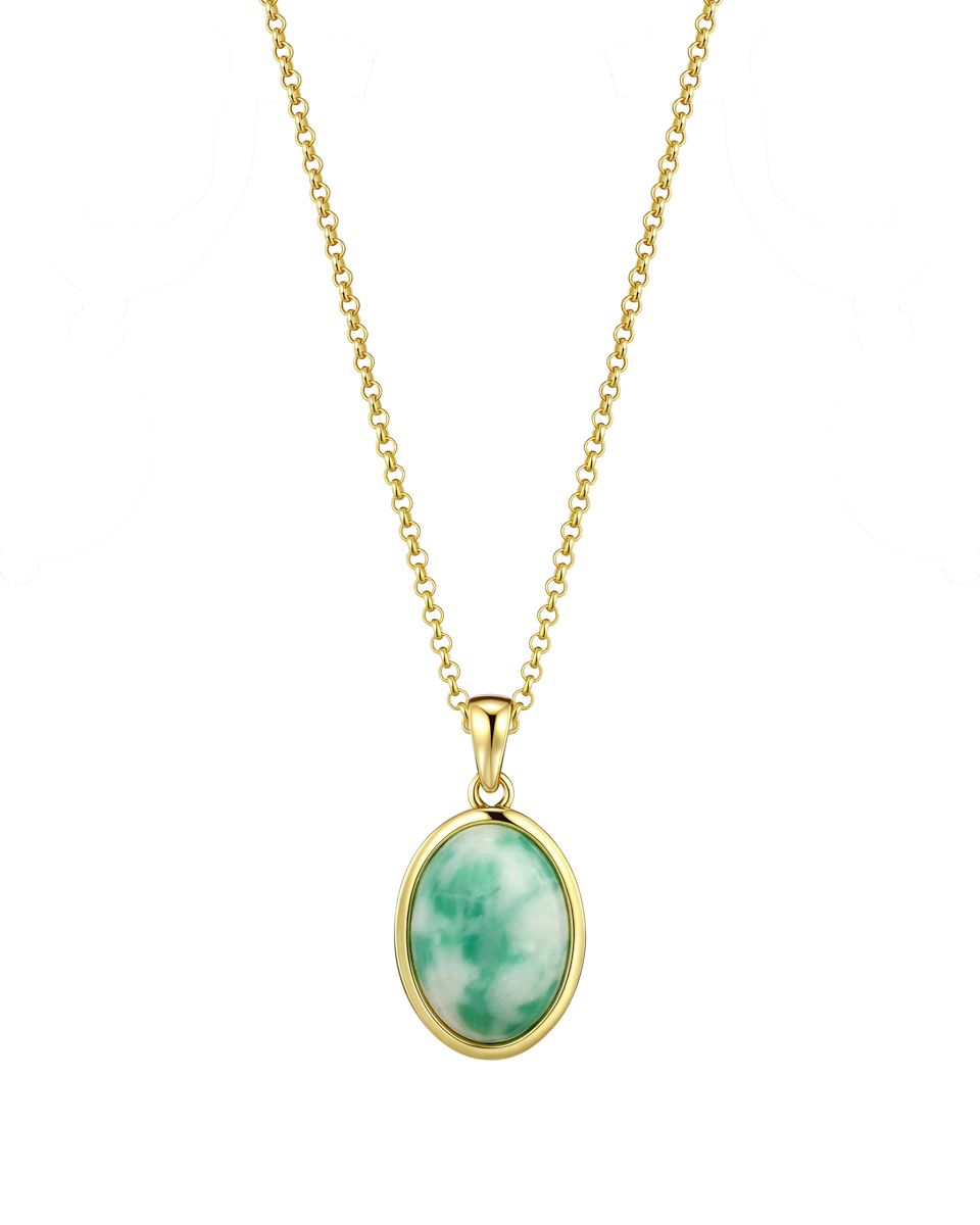 Oval Stone necklace – Emerald, Gold