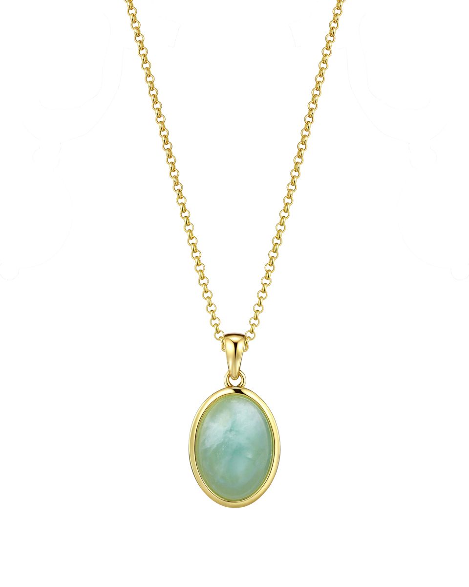 Oval Stone necklace – Aquamarine, Gold
