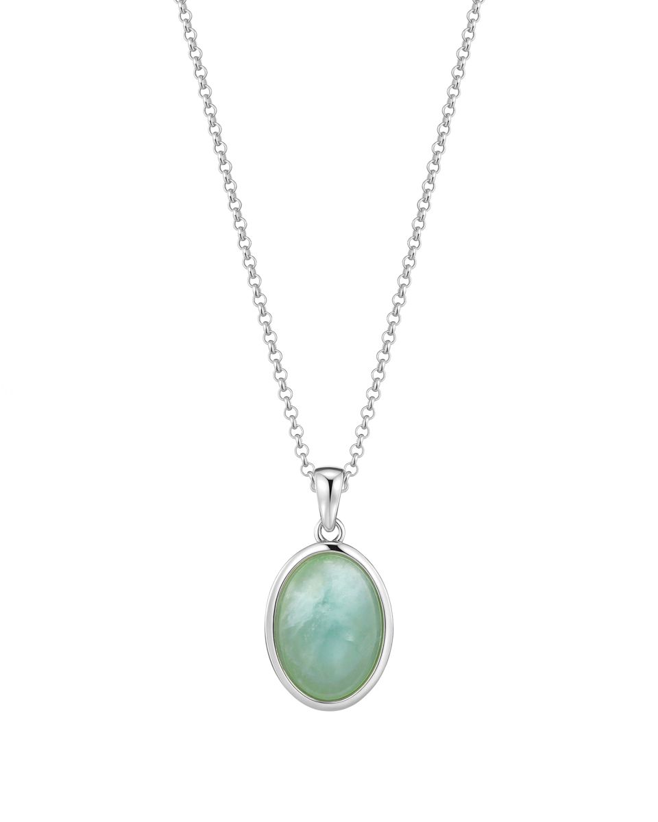 Oval Stone necklace – Aquamarine, Silver