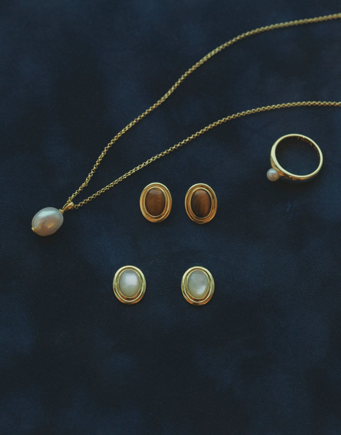 Vintage Frame earrings – Tiger Eye, Gold