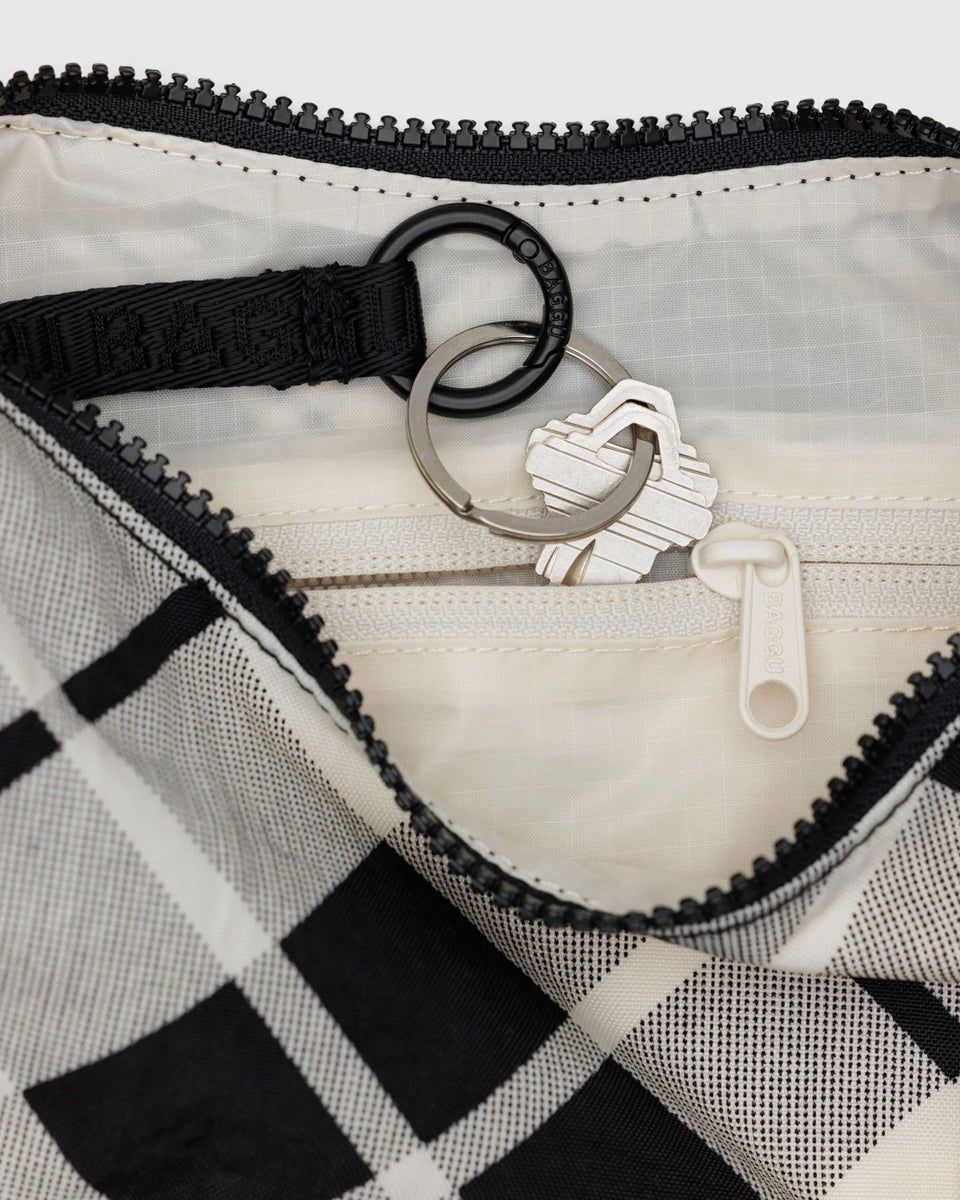 Small Nylon Crescent Bag – Mix Plaid